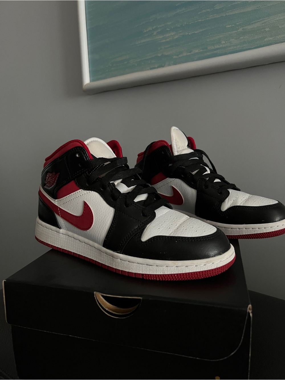 Nike Women's Black White Red High-Top Sneakers